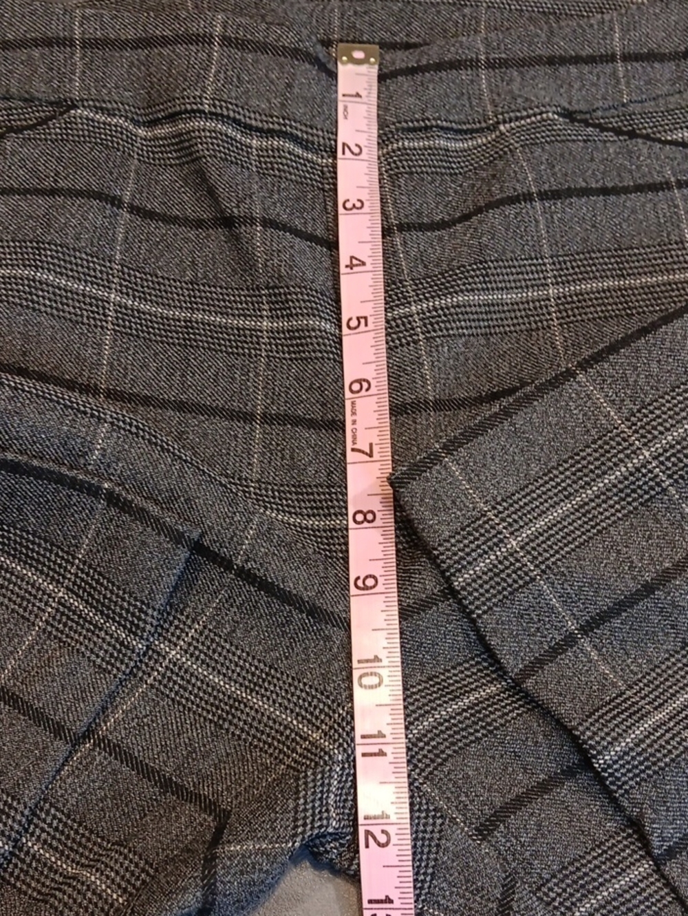 Tribal Pull On Glen Plaid Ankle Pants Gray Stretch Size 14 - Picture 8 of 10